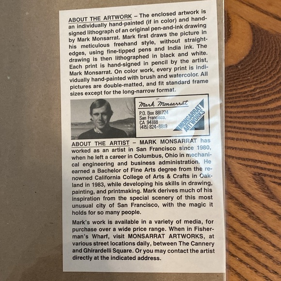 Vtg Mark Monsarrat San Francisco Houses Framed Signed Colored Lithograph Art Pri - Picture 2 of 2